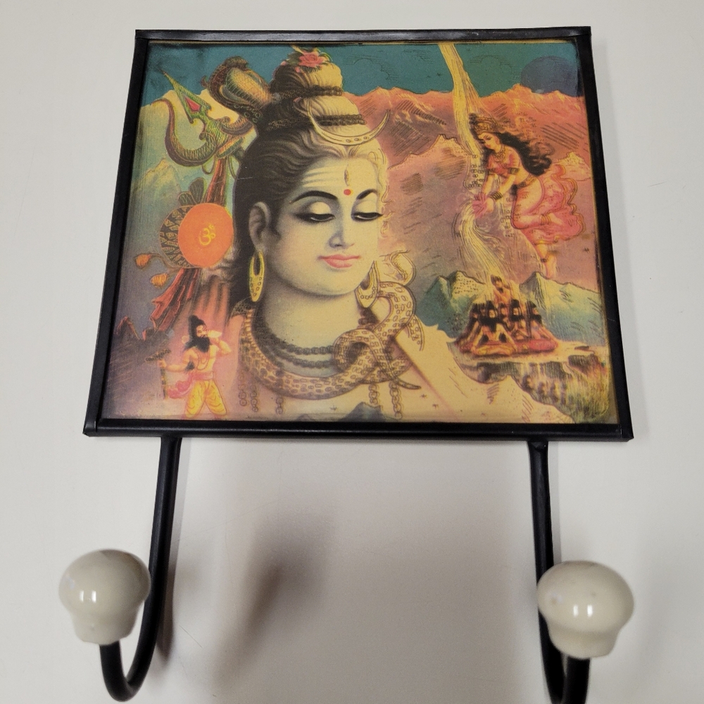 90's Hindu God Shiva Small Metal Towel Rack